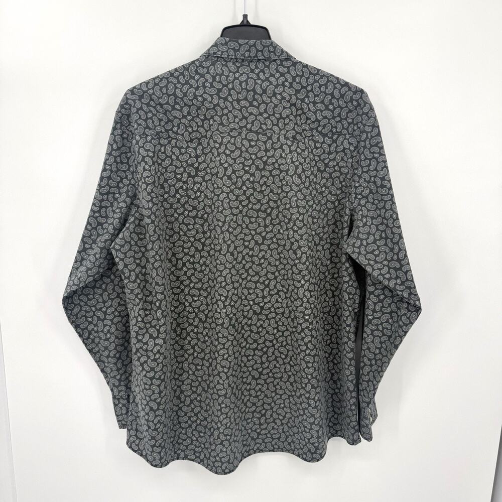 Wrangler Vintage Mens 2XLT Paisley Pearl Snap Western Shirt Gray Long Sleeve - Picture 3 of 10